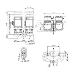 Wilo Trockenläufer-Energiespar-Doppelpumpe DL-E 100/220-5,5/4-R1 DN100 5,5kW... WILO-2159468 4048482664637 (Abb. 1)