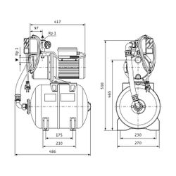 Wilo Hochdruck-Kreiselpumpe Jet HWJ 20 L 204, G 1"/Rp 1” 1,1kW... WILO-2549381 4048482834719 (Abb. 1)