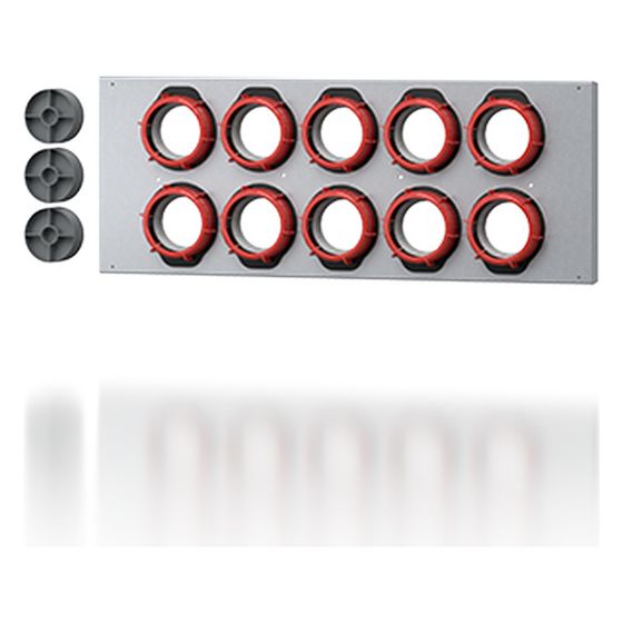Wolf Montageplatte inkl. 10 vormontierte Easy-Connect-Stutzen DN 63 für Luftverteiler D-Box Flexi, verzinktes Stahlblech