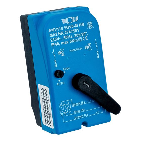 Wolf Motor Steckverbindung auf/zu EMV110 HB 230VAC