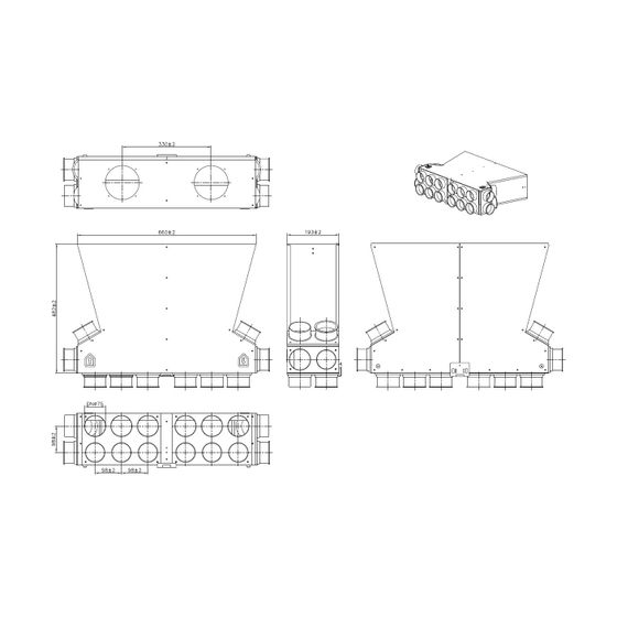 Wolf Luftverteiler DN 125 für CWL-F-150 10 Stutzen DN 75/63 mit 5 Rohrkappen
