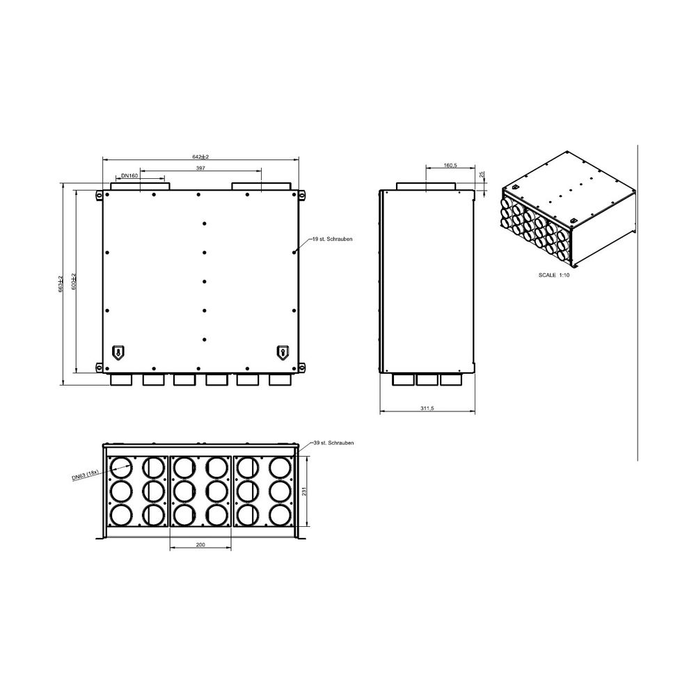 Wolf Luftverteiler DN 160 für CWL-F-150 2x 9 Stutzen DN 63 mit je 9 Rohrkappen... WOLF-2577842 4045013359048 (Abb. 3)