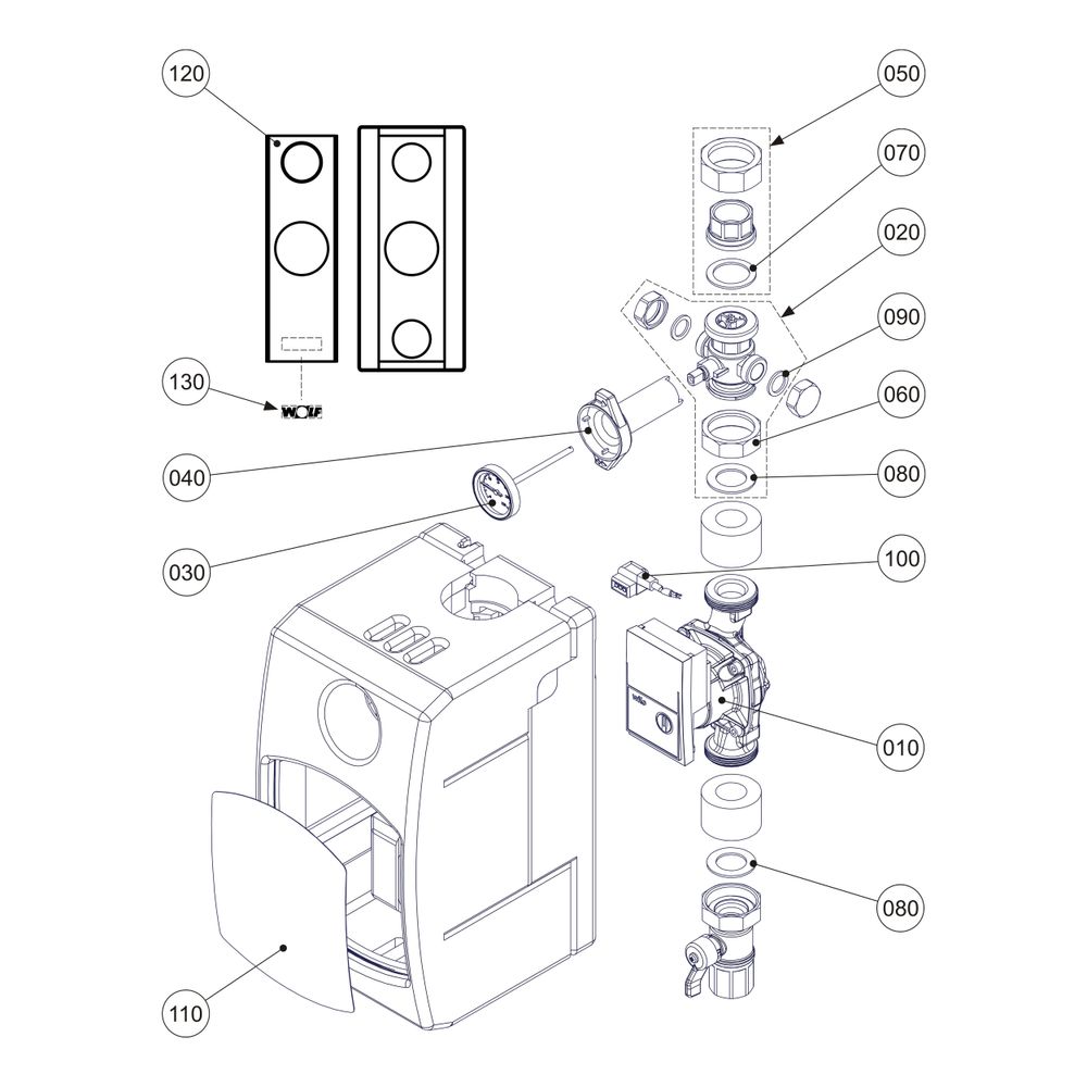 Wolf Verrohrungsgruppe Einstrang Hocheffizienzpumpe DN 25-60 selbstregelnd... WOLF-2072141 4045013279995 (Abb. 2)