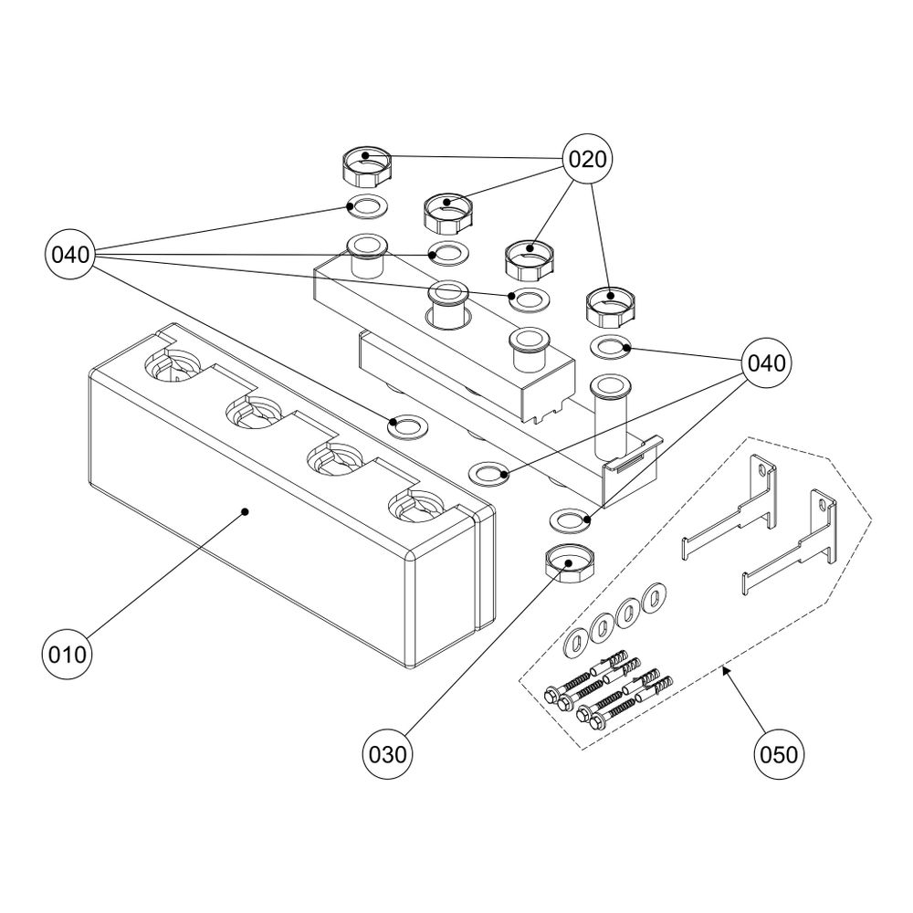 Wolf Verteilerbalken 2 Kreise für Verrohrungsgruppen DN 25 und DN 32... WOLF-2072197 4045013280014 (Abb. 2)
