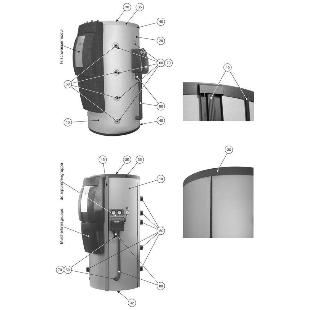 Wolf Schichten-Pufferspeicher Typ BSP-800, mit 1 Wärmetauscher... WOLF-8615737 4045013388215 (Abb. 2)