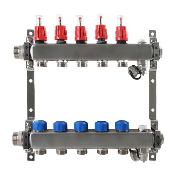 Zewotherm Verteiler Edelstahl Objekt für 11 Heizkreise mit DFM