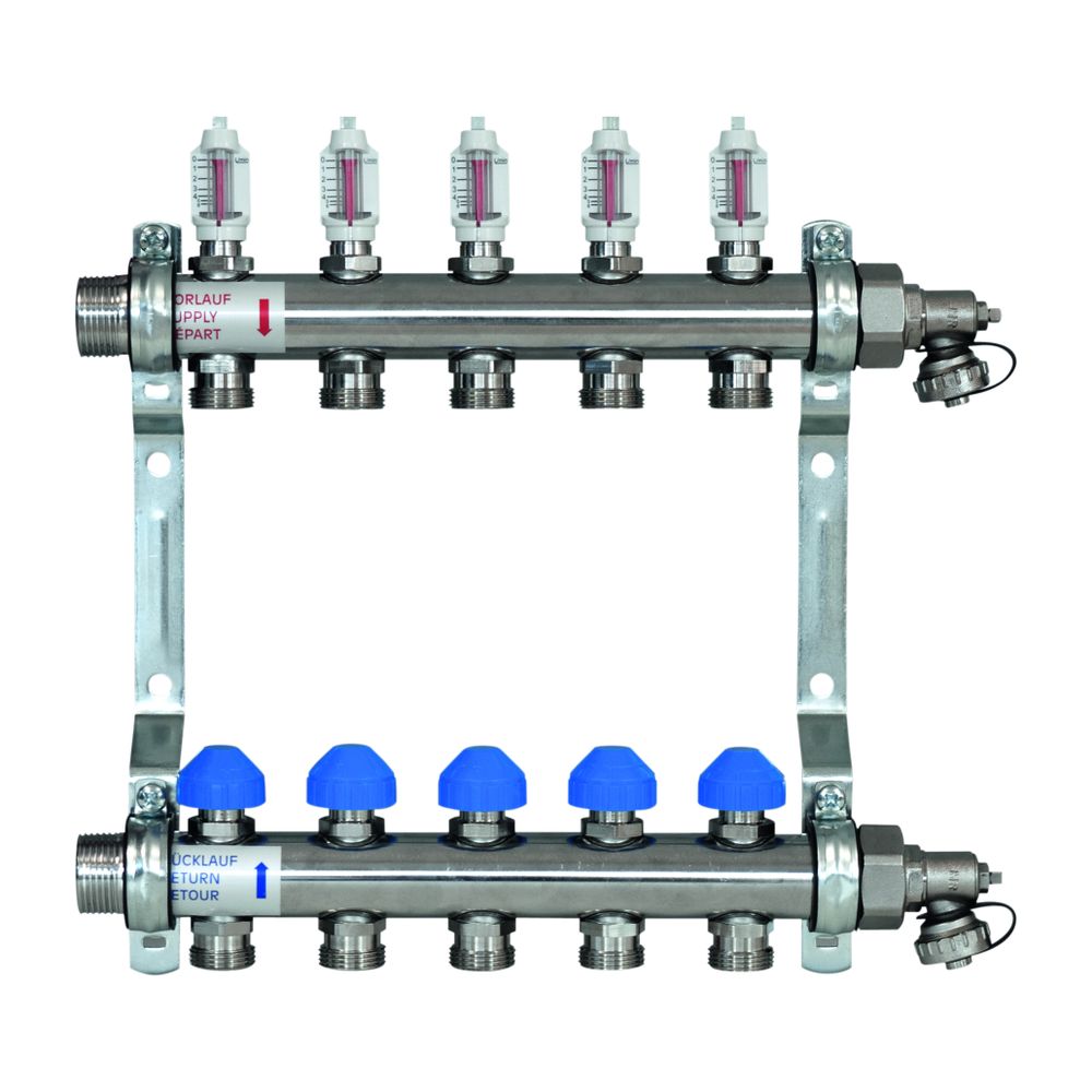 Zewotherm Verteiler Edelstahl Premium für 2 Heizkreise mit DFM... ZEWOTHERM-11100068 4251346805118 (Abb. 1)