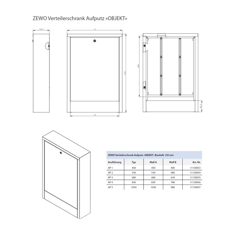 Zewotherm Verteilerschrank Objekt Aufputz 4 830mm breit, 9-11 Heizkreise... ZEWOTHERM-11150056 4251346808225 (Abb. 2)