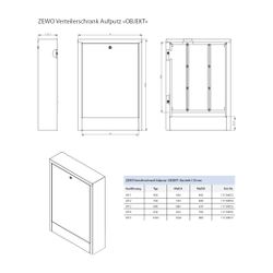 Zewotherm Verteilerschrank Objekt Aufputz 4 830mm breit, 9-11 Heizkreise... ZEWOTHERM-11150056 4251346808225 (Abb. 1)